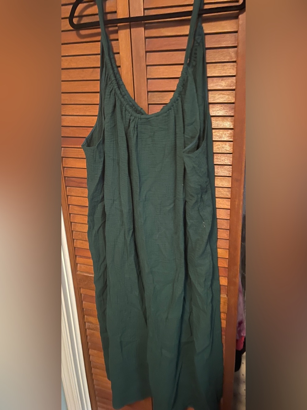 Kona Sol Deep Green Midi Spaghetti Strap Dress